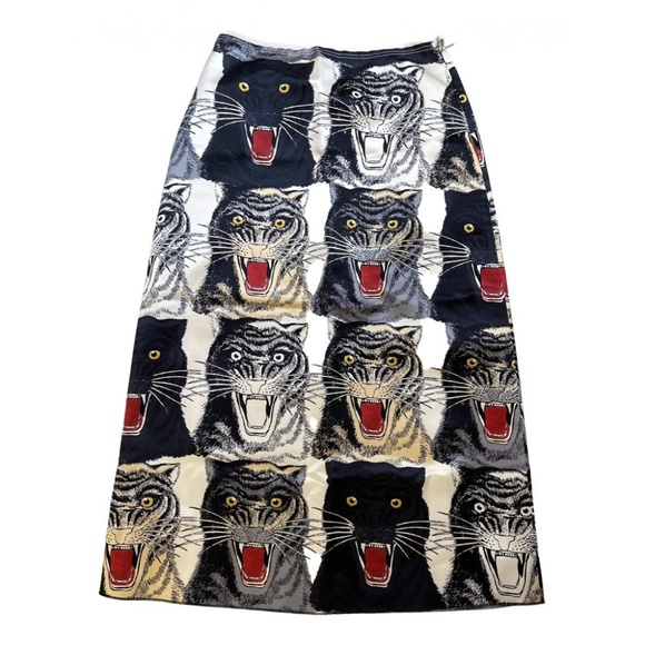 GUCCI Dresses & Skirts - GUCCI Angry Cat Tiger silk midi skirt IT 42